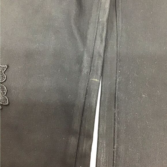 Soft Surroundings Black Wax Coated Embroidered Denim Jeans - Picture 9 of 10